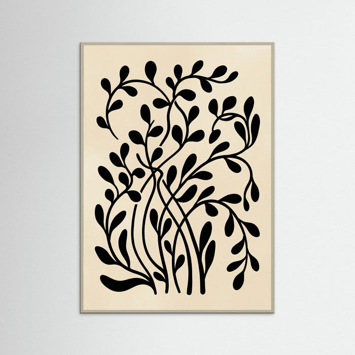 Grey Wood Botanical Silhouette
