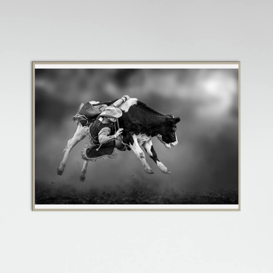 Grey Wood Bucking Calf Ride Poster