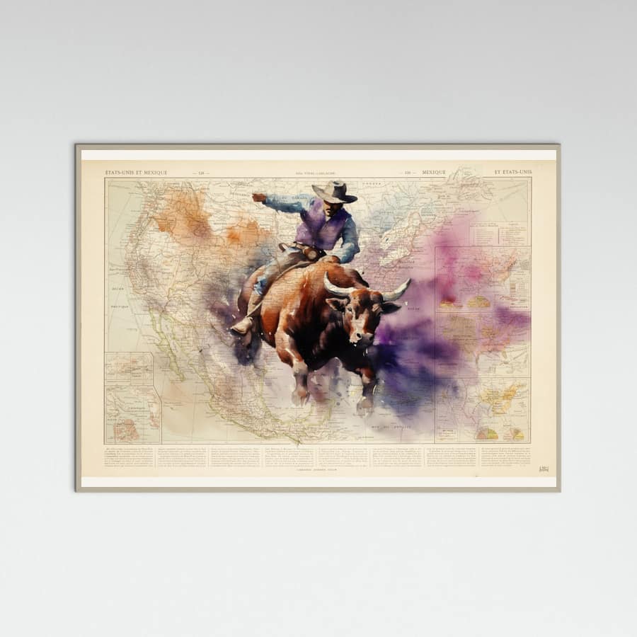 Grey Wood Bull Rider Poster