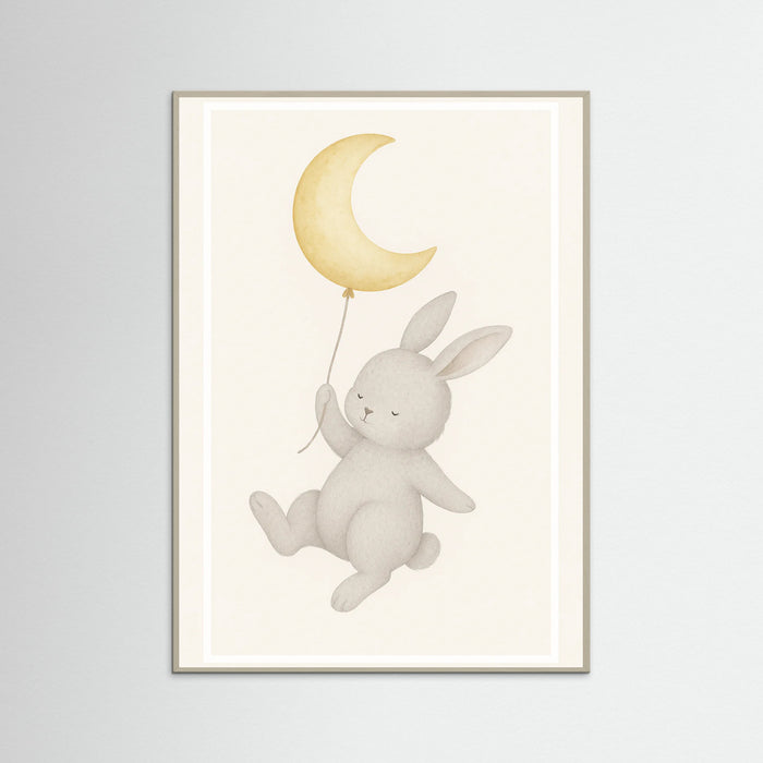 Grey Wood Bunny Moon Balloon