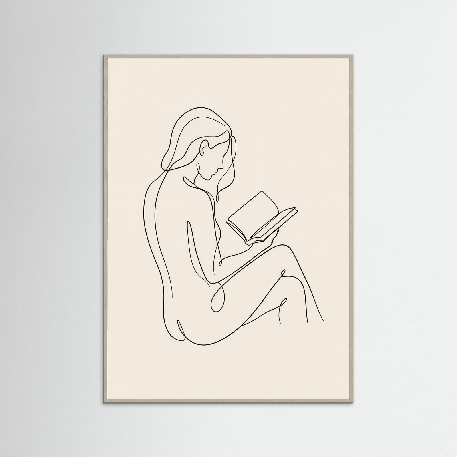 Grey Wood Contemplative Line Portrait