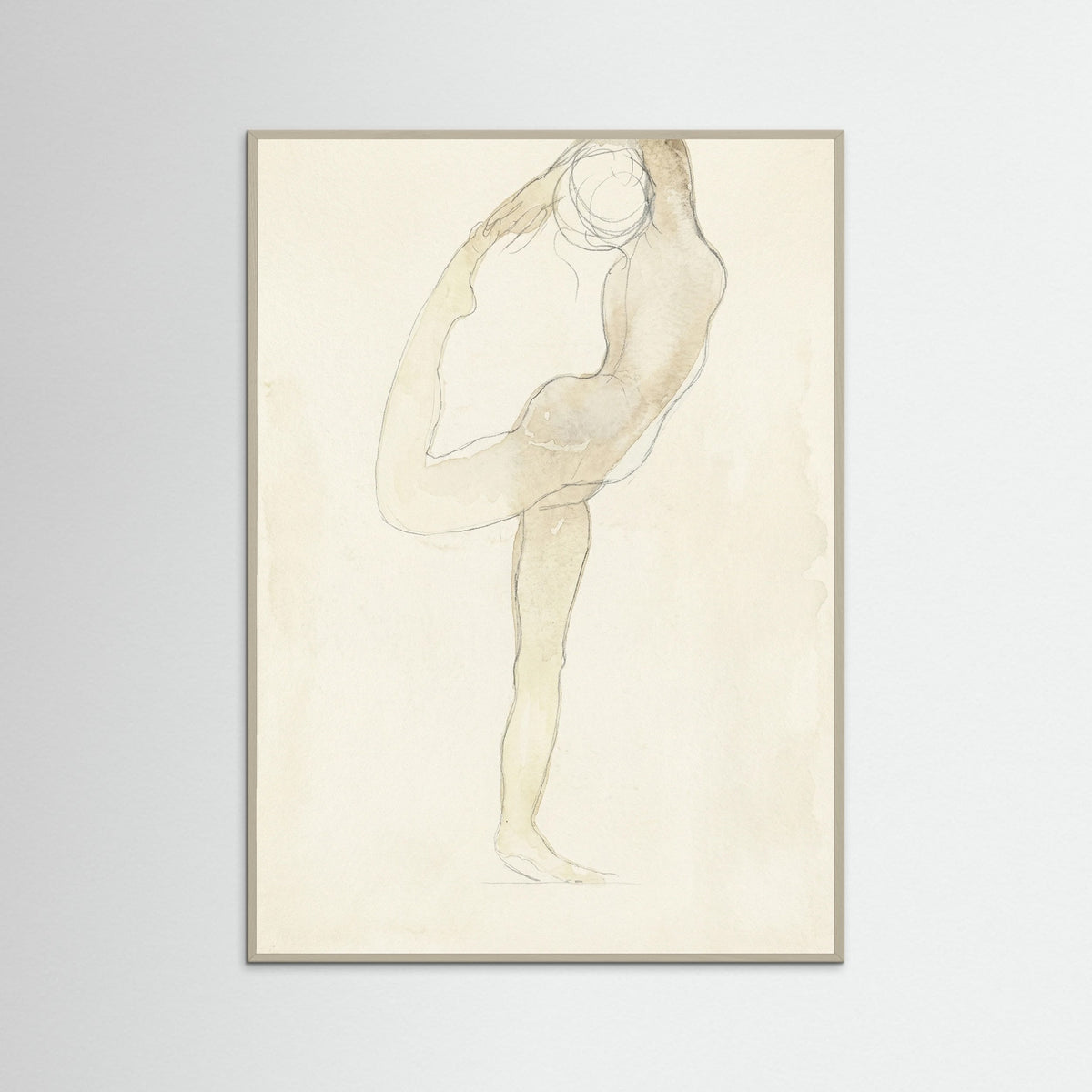 Grey Wood Dancing Figure Sketch