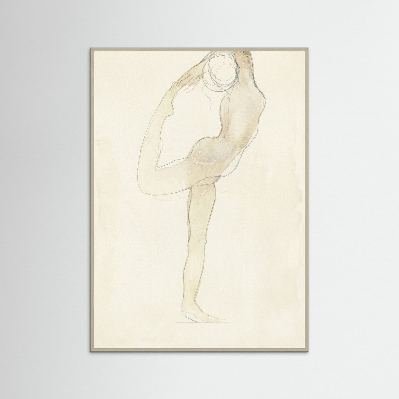 Grey Wood Dancing Figure Sketch