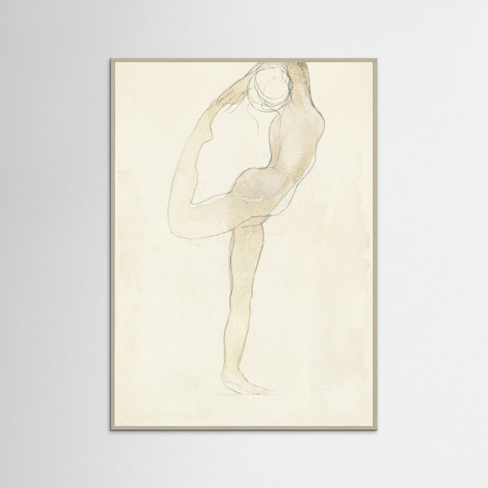 Grey Wood Dancing Figure Sketch