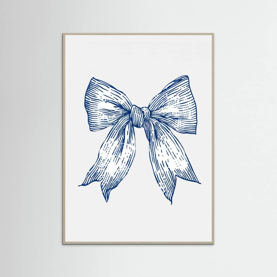 Affiche Dark Blue Coastal Striped Bow – affiche et impression d’art