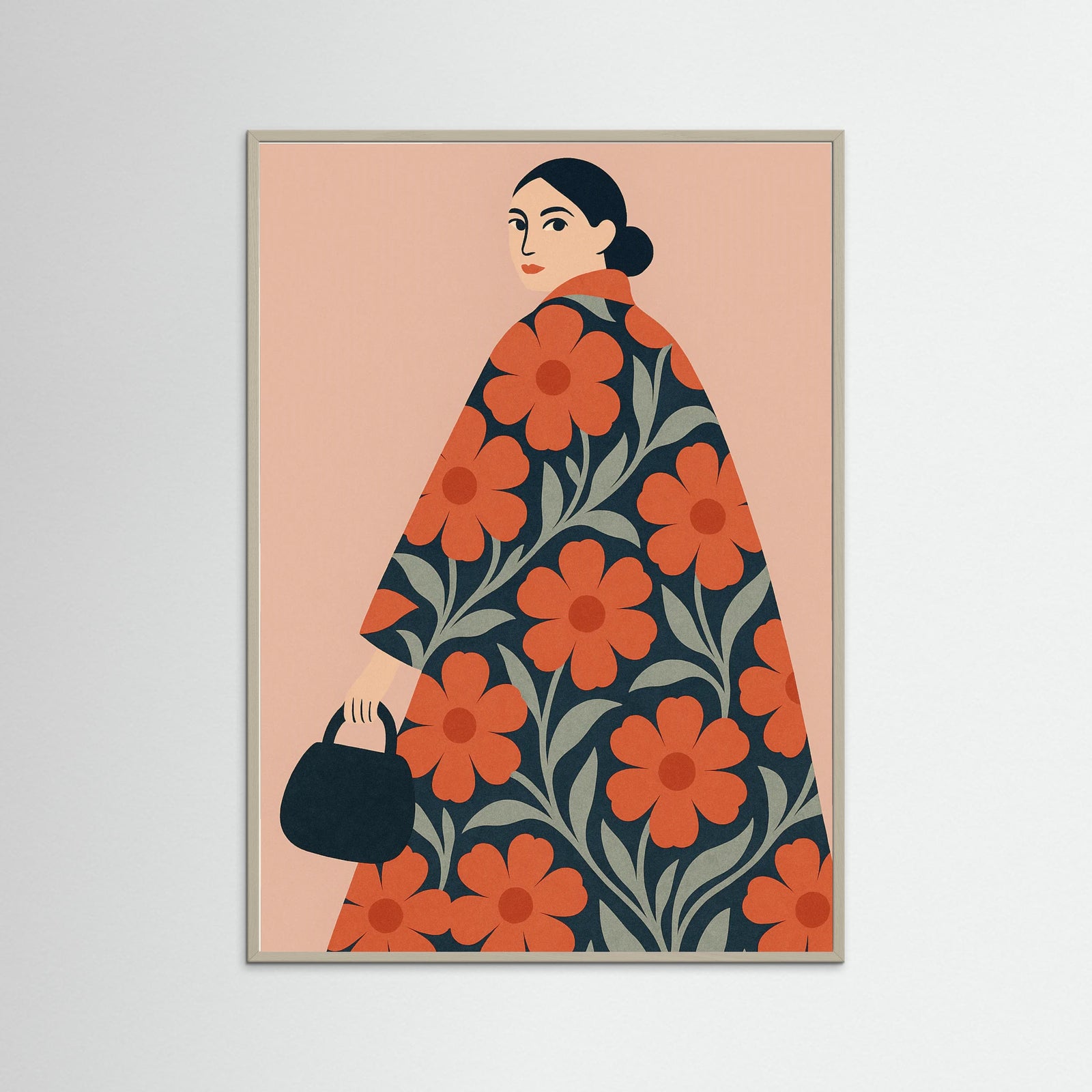 Grey Wood Floral Elegance