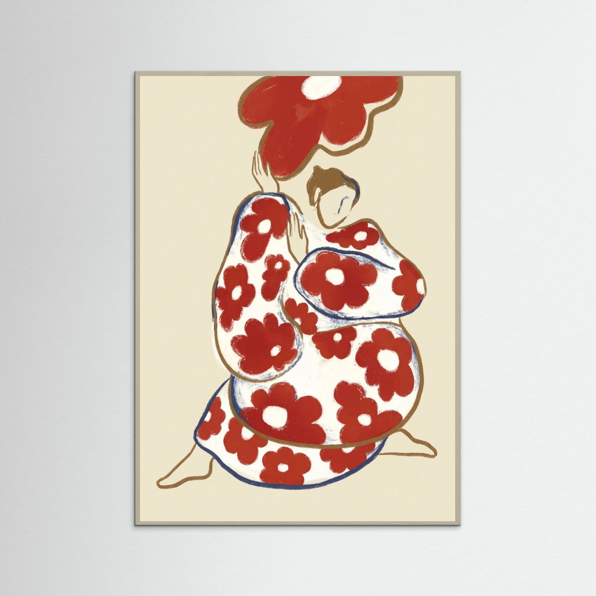 Grey Wood Floral Embrace