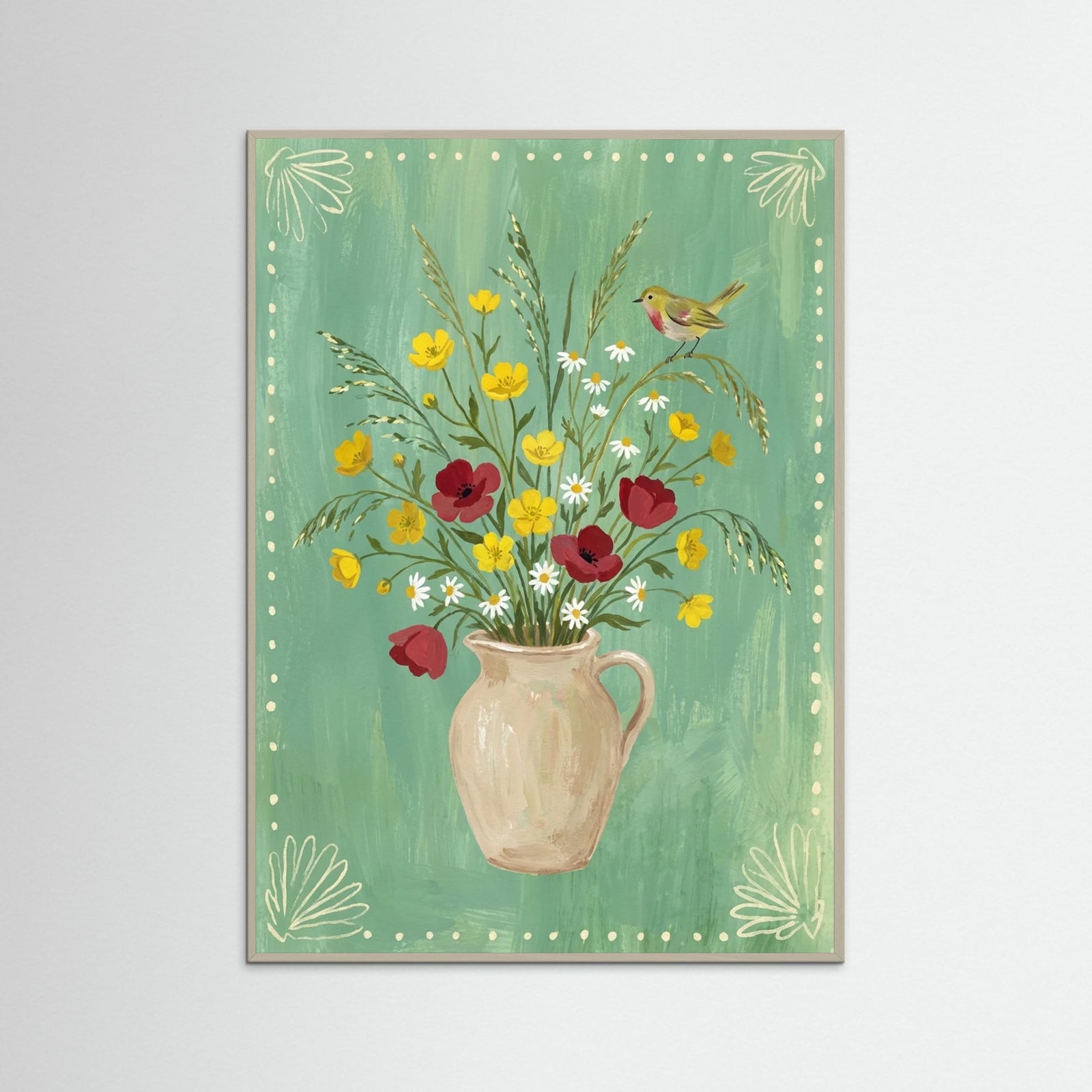 Grey Wood Floral Embrace