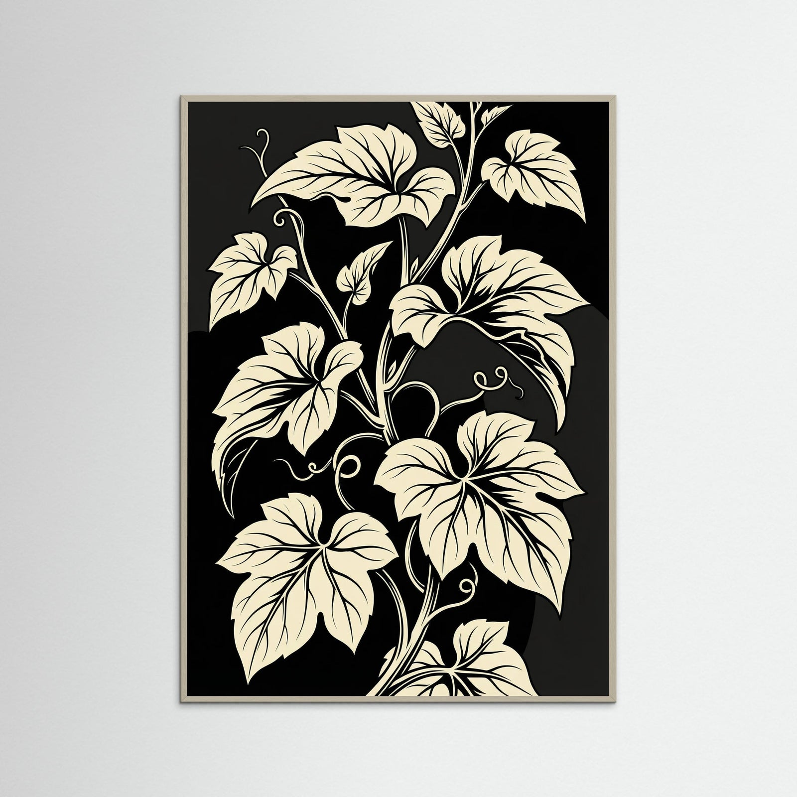 Grey Wood Floral Silhouette