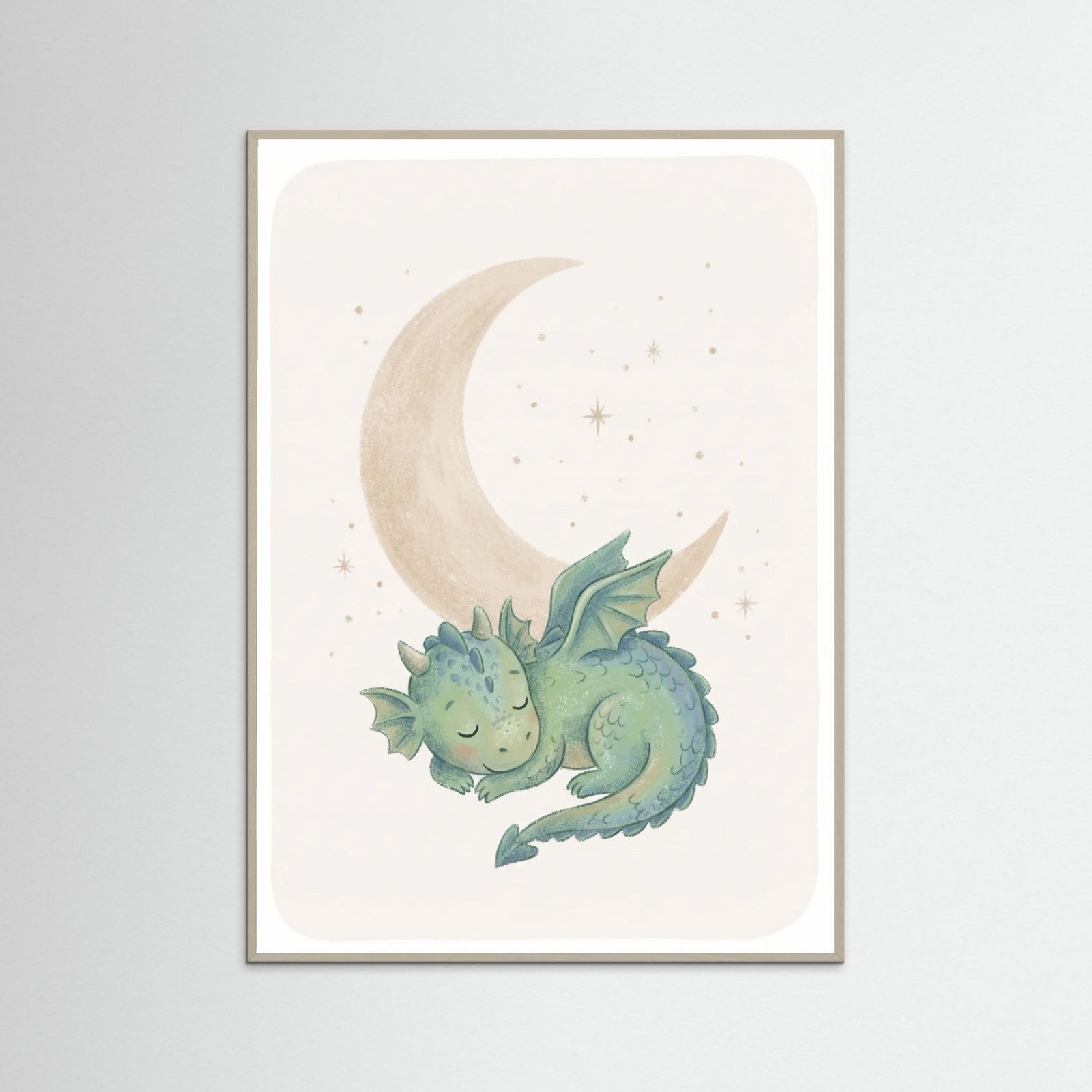 Grey Wood Friendly Dino Moon