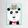 Grey Wood Funny Panda with Cowboy Hat by Artist Carla Daly Poster