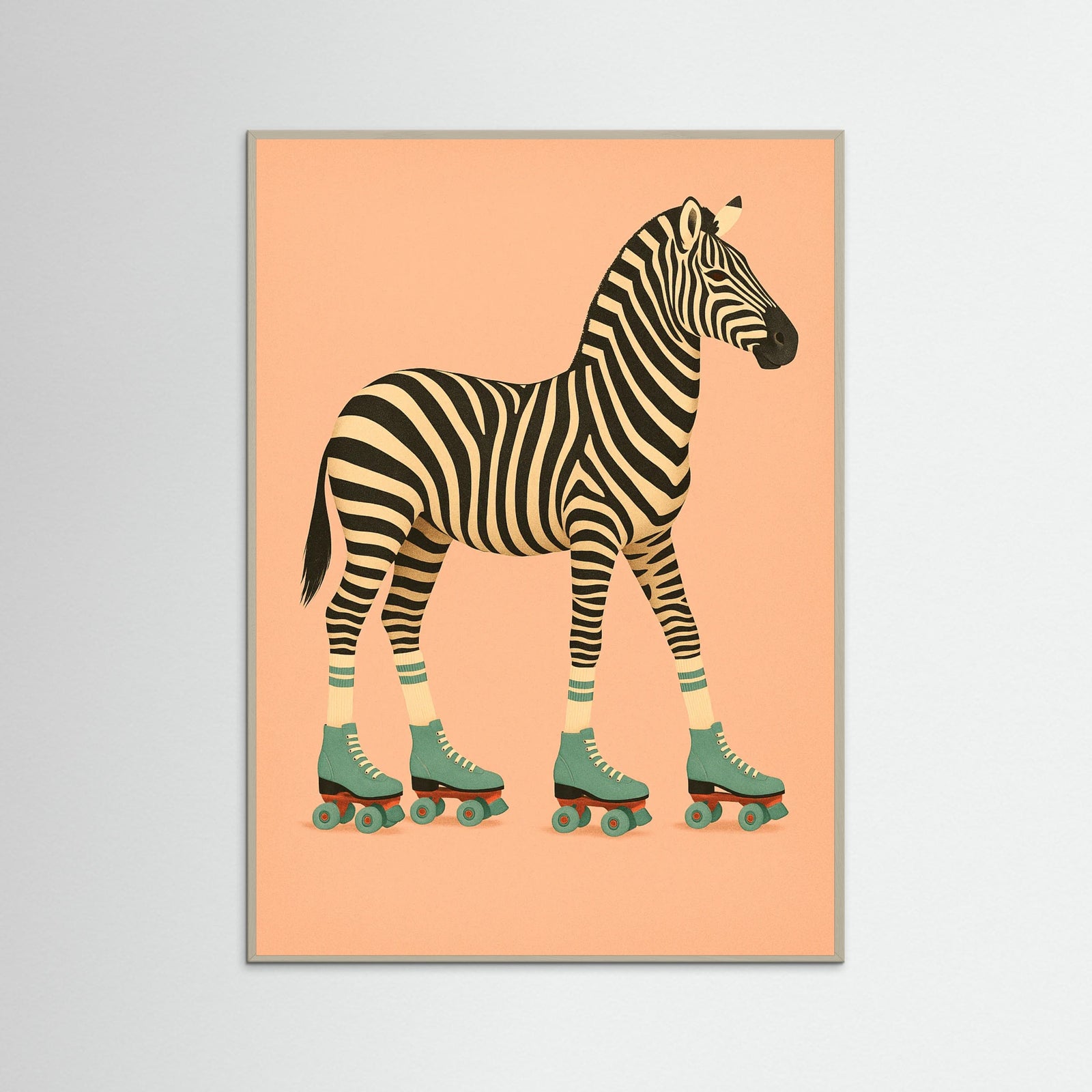 Grey Wood Giraffe Roller Skates