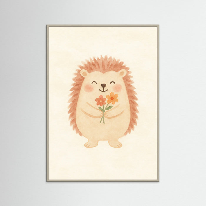 Grey Wood Happy Hedgehog