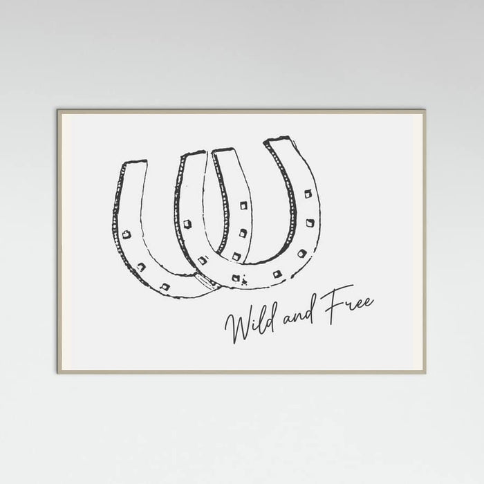 Horseshoe Wild and Free Black Poster – plakat og kunsttryk