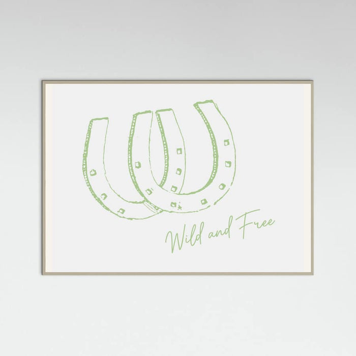 Horseshoe Wild and Free Sage Green Poster – plakat og kunsttryk
