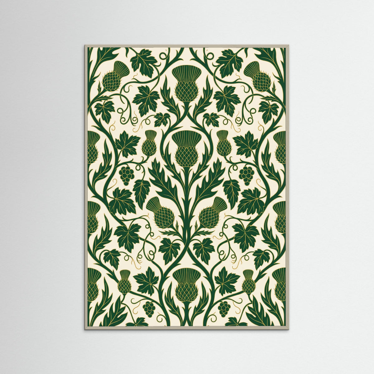 Grey Wood Intricate Botanical Tapestry