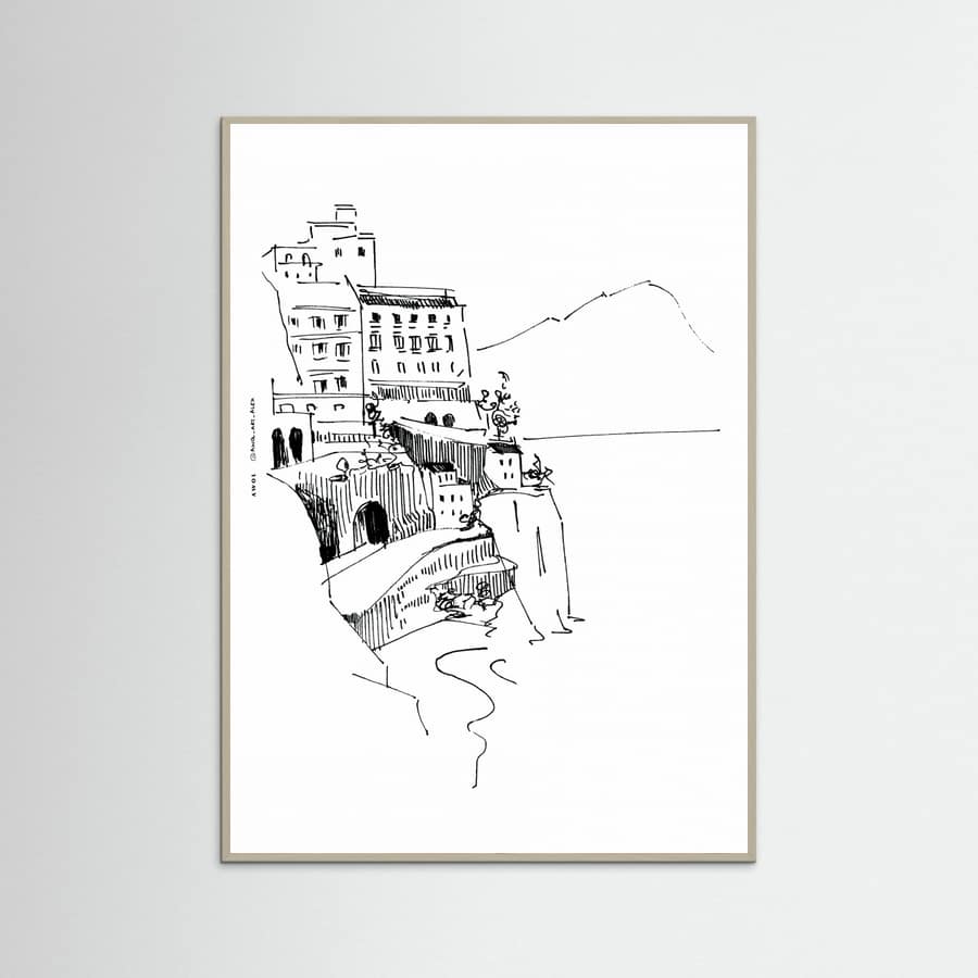 Italian Landscape Art, Amalfi Coast Small Towns By The Sea Poster – Poster und Kunstdruck