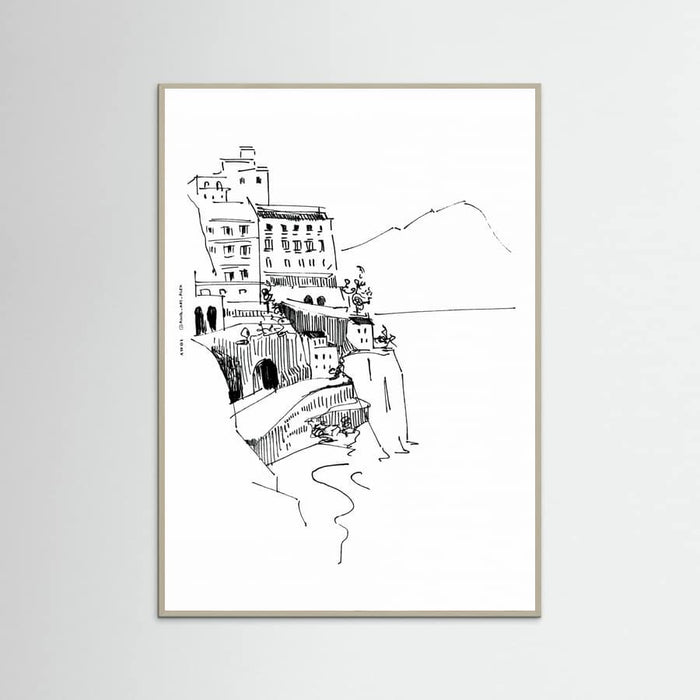 Italian Landscape Art, Amalfi Coast Small Towns By The Sea Poster – Poster und Kunstdruck