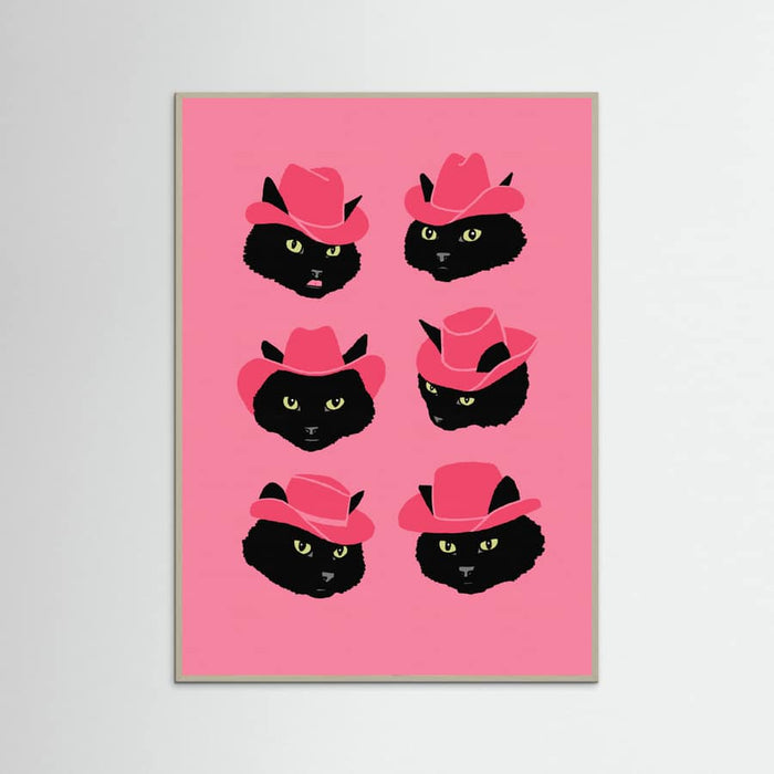 Grey Wood Marcy the Cowgirl Cat Poster