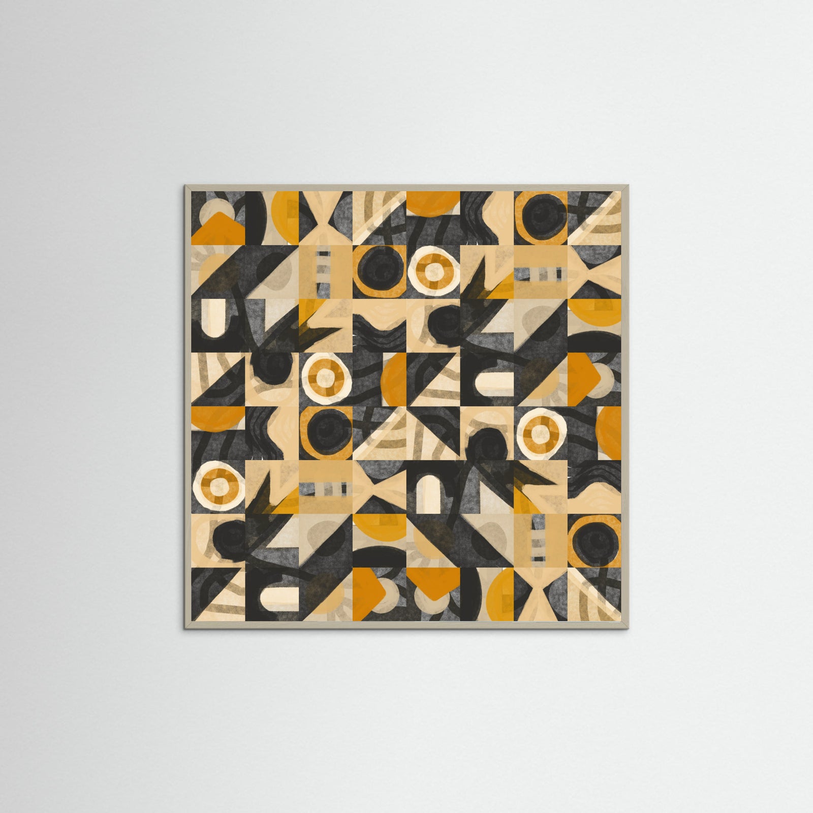 Grey Wood Mid Century Grid Pattern Eight Poster