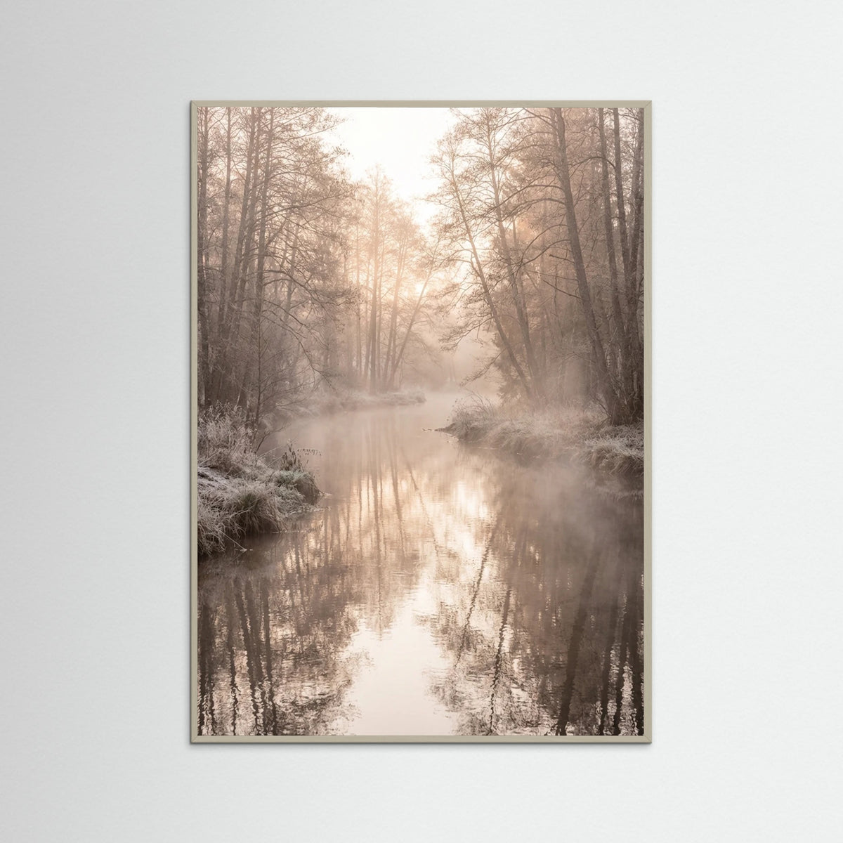 Grey Wood Misty Dawn Reflection