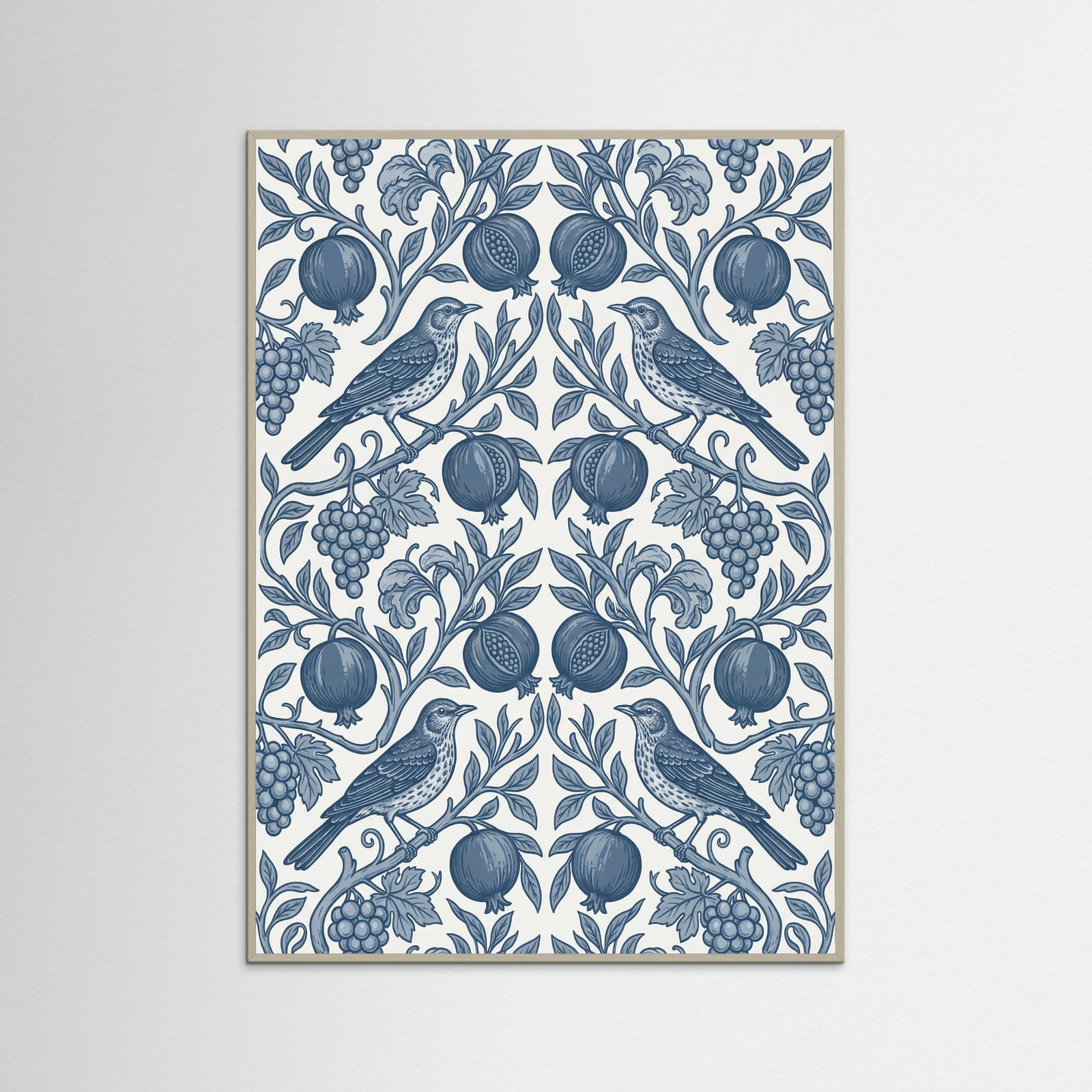 Grey Wood Morrisian Bloom Blue