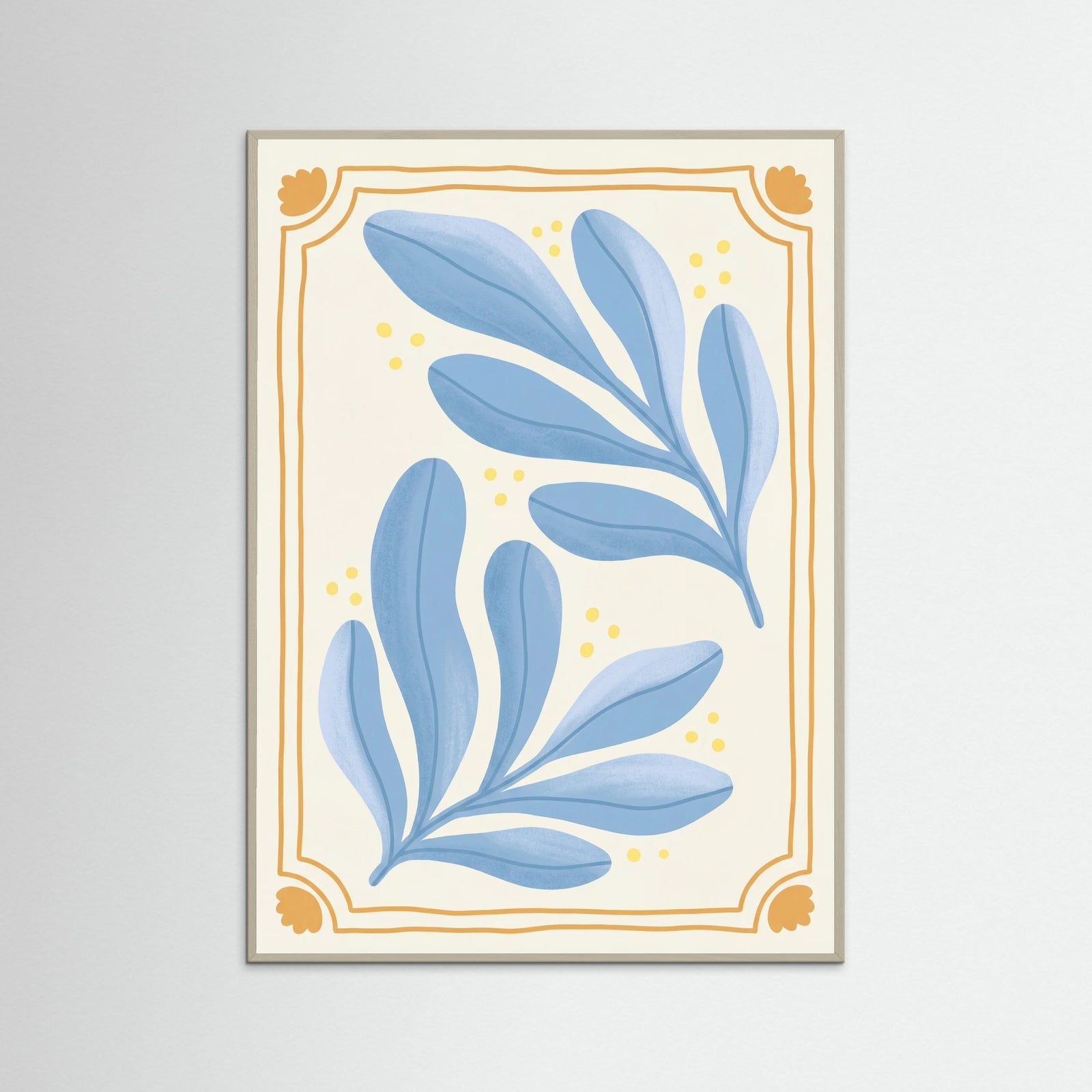 Grey Wood Organic Blue Blooms