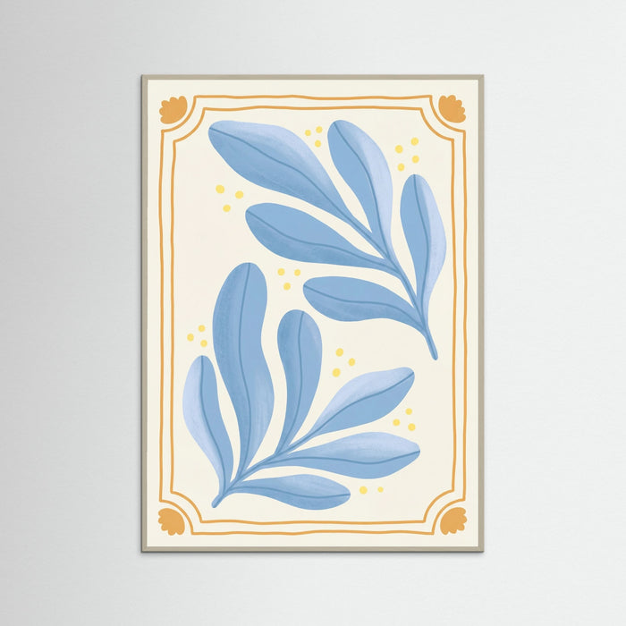Grey Wood Organic Blue Blooms