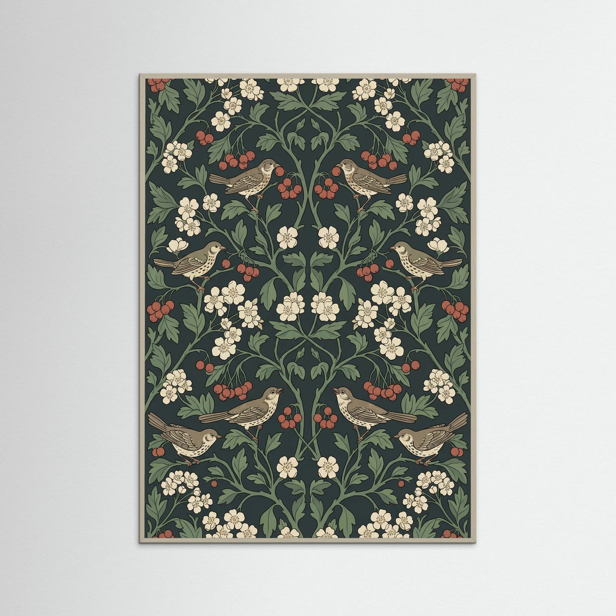 Grey Wood Ornate Botanical Tapestry