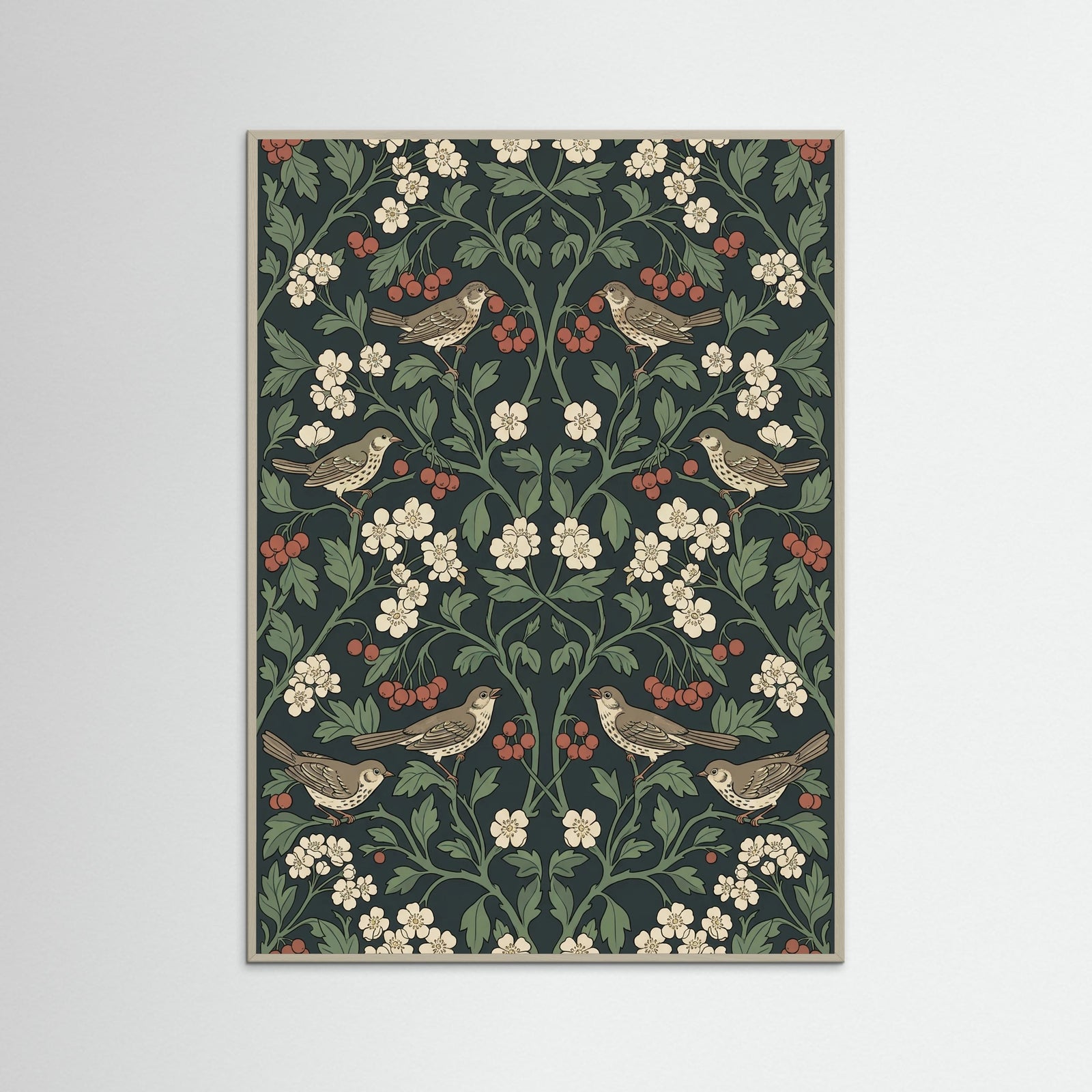 Grey Wood Ornate Botanical Tapestry