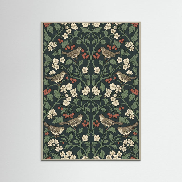 Grey Wood Ornate Botanical Tapestry