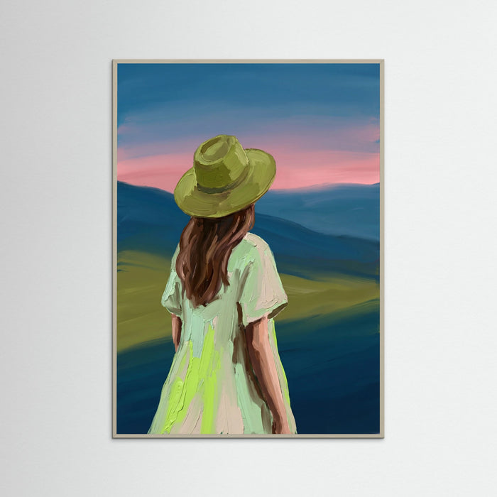 Pensive Green Hat – affiche et impression d’art