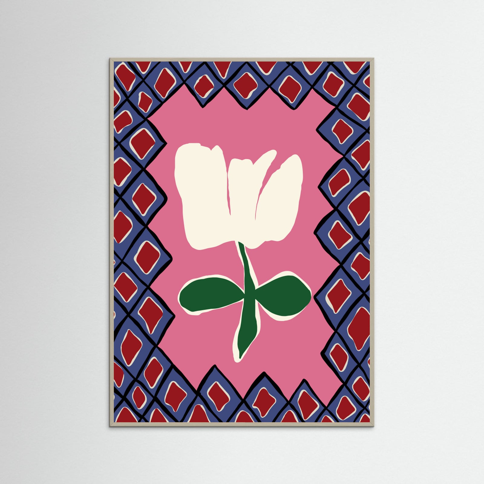 Grey Wood Petal plaid playtime I Poster