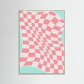 Grey Wood Pink Checker Cloth Poster