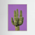 Grey Wood Purple Cactus Poster