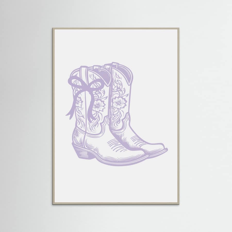 Purple Cowgirl Boots with Bow Poster – plakat og kunsttryk
