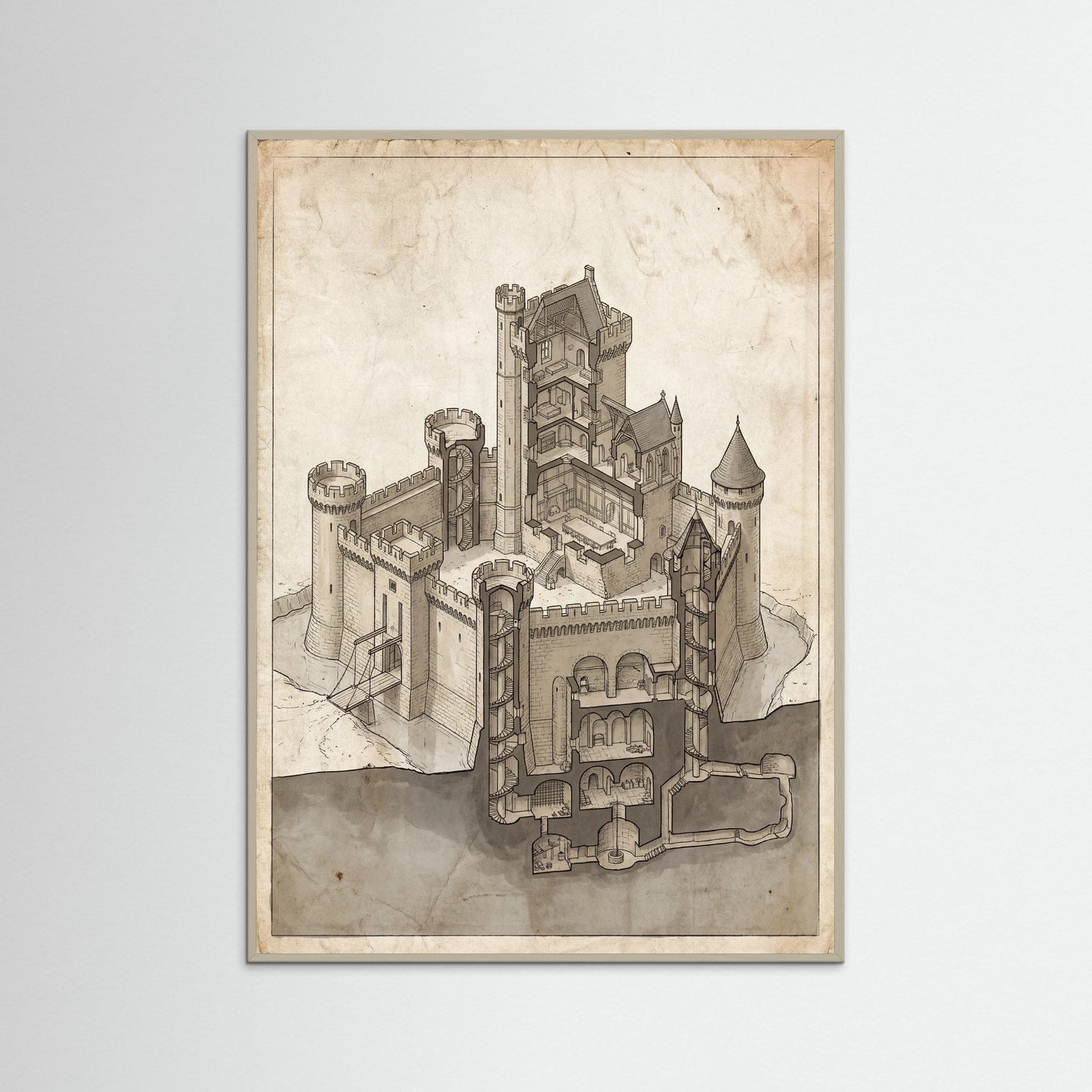 Grey Wood Pyramid Interior Blueprint