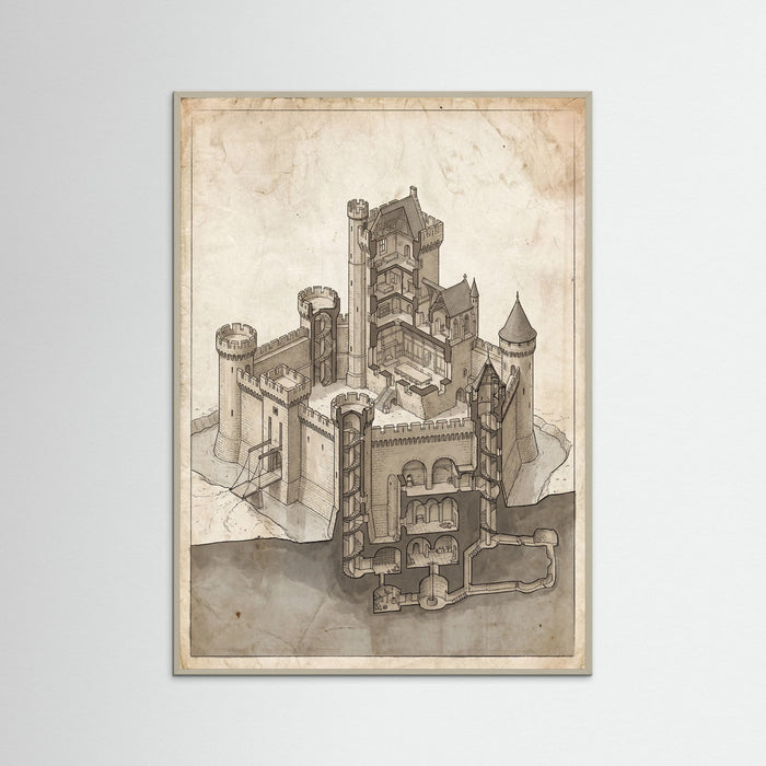 Grey Wood Pyramid Interior Blueprint