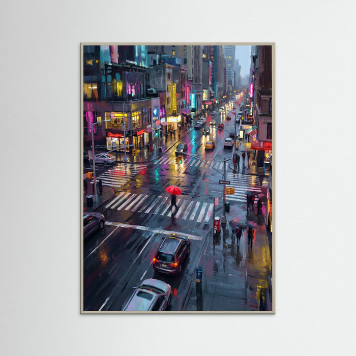 Grey Wood Rainy City Umbrellas
