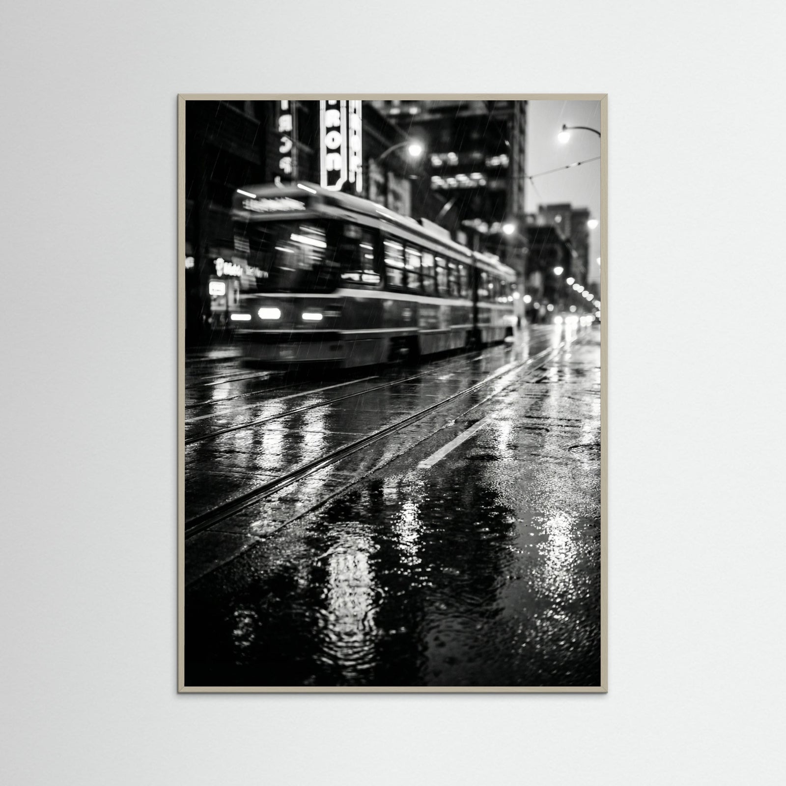 Grey Wood Rainy Night Drive