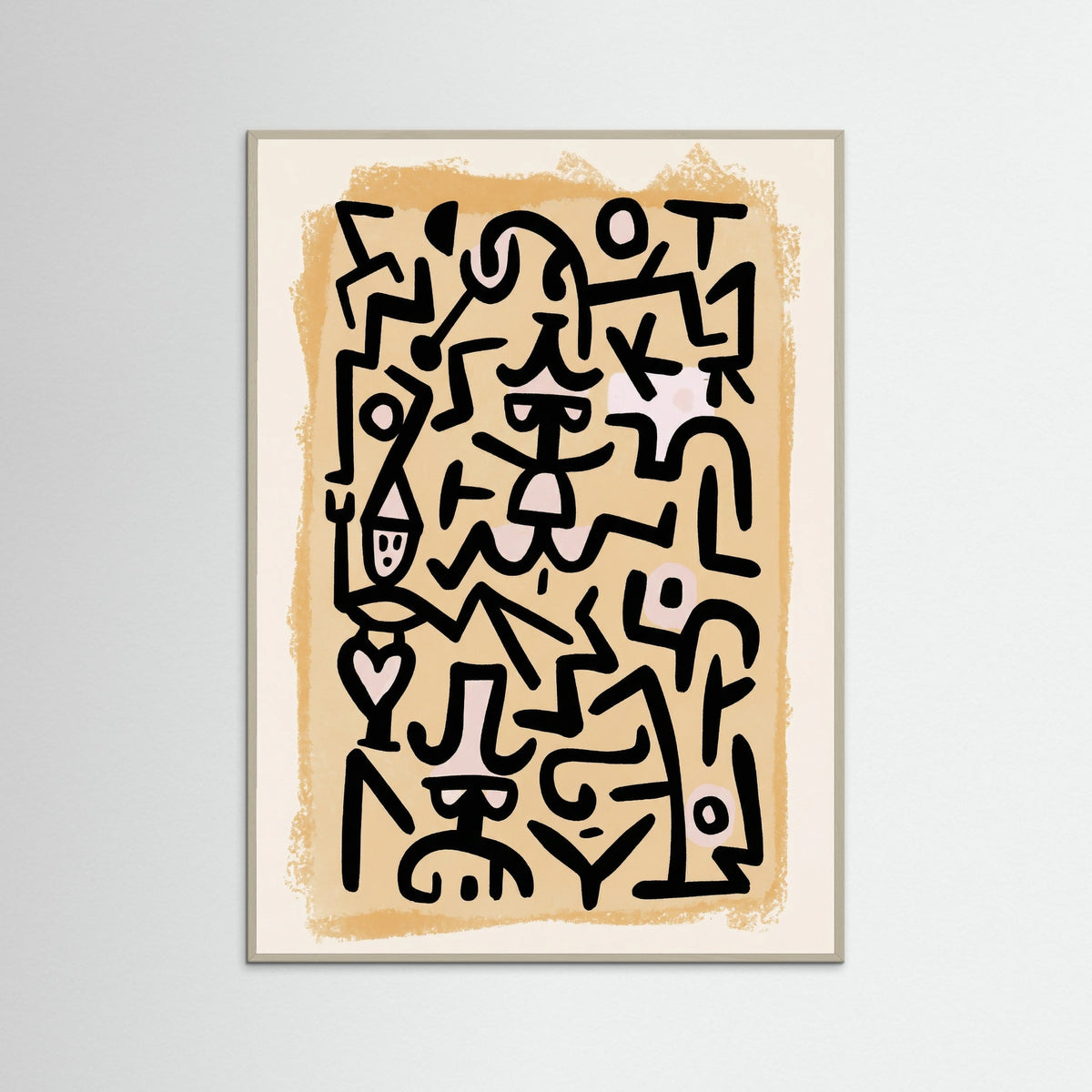 Grey Wood Rhythmic Abstract Figures
