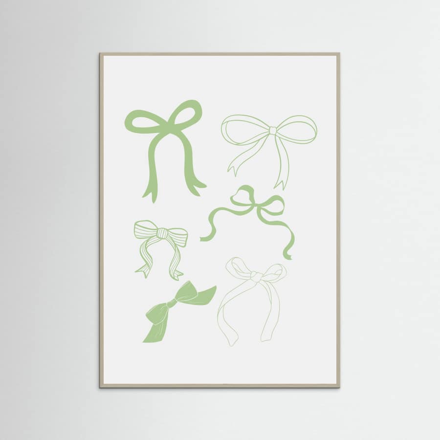 Plakat Sage Green Bows – plakat i druk artystyczny