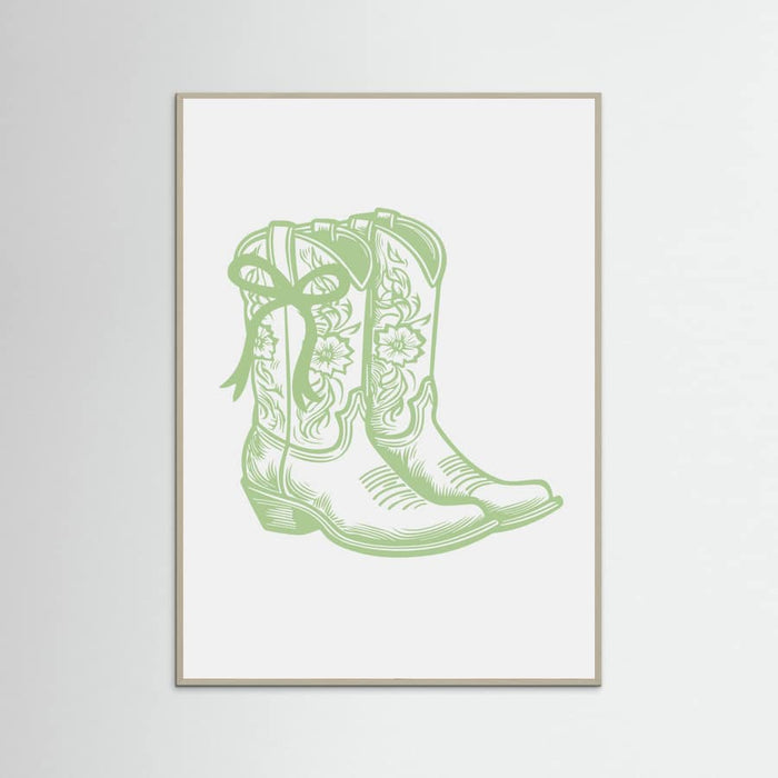 Sage Green Cowgirl Boots with Bow Poster – Poster und Kunstdruck