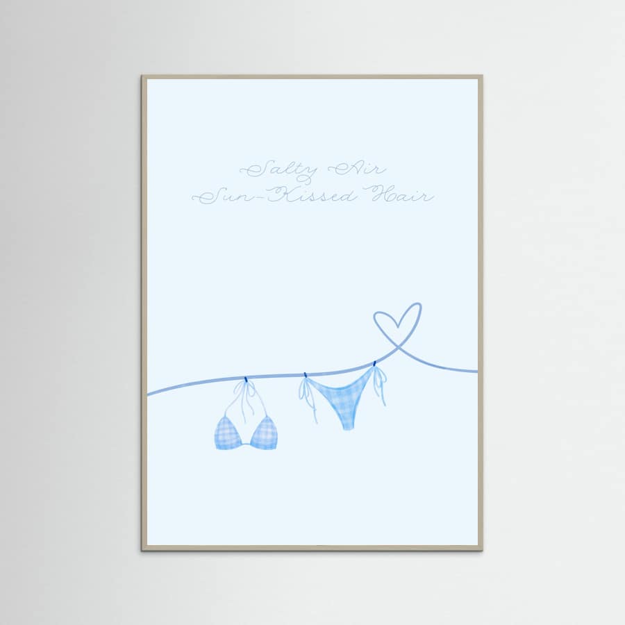Salty Air Sun Kissed Hair Blue Bikini Poster – poster and art print