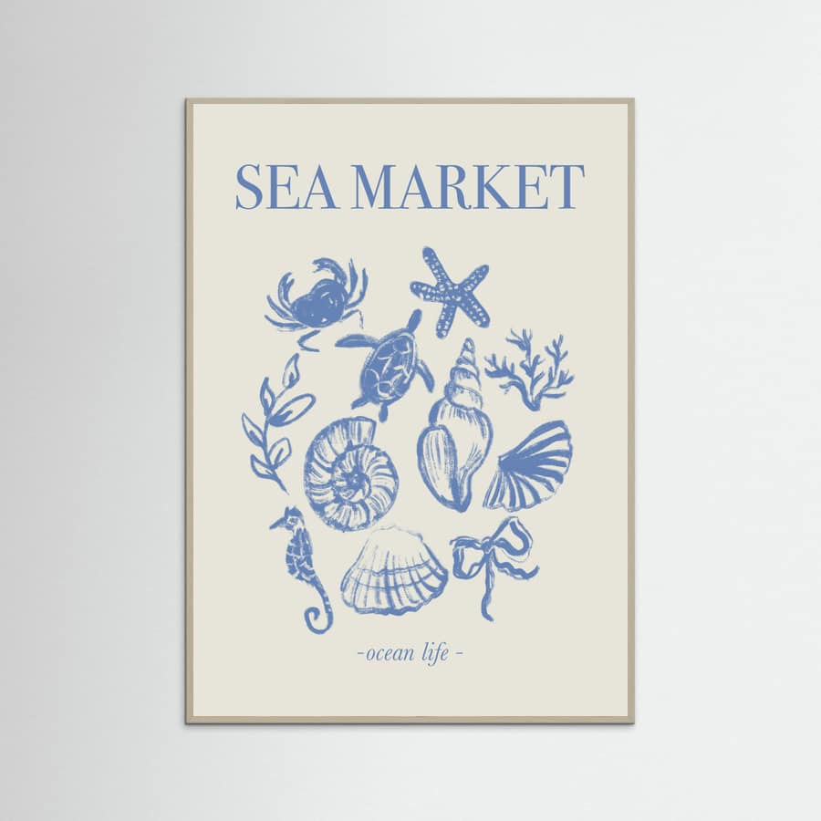 Sea Market Blue Artprint Poster – plakat og kunsttryk