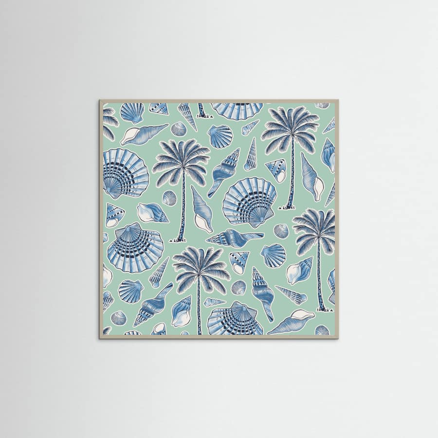 Affiche Sea Shells and Palmtrees Mint – affiche et impression d’art
