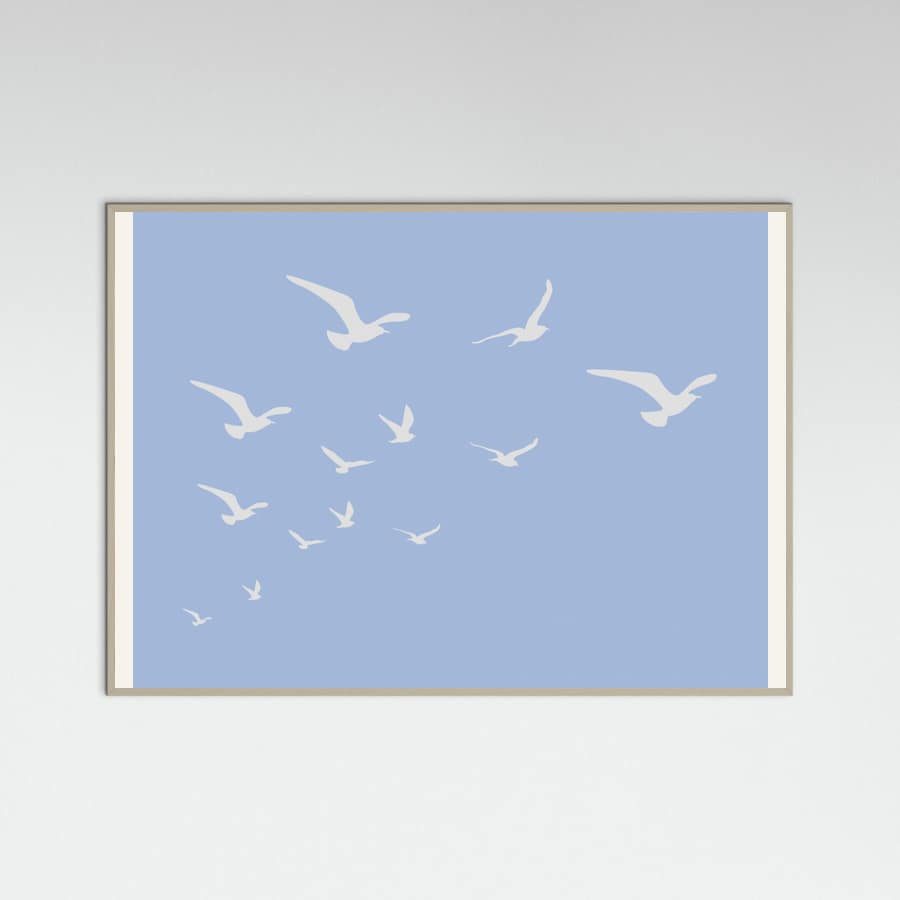 Seagulls Blue Background Poster – plakat og kunsttryk
