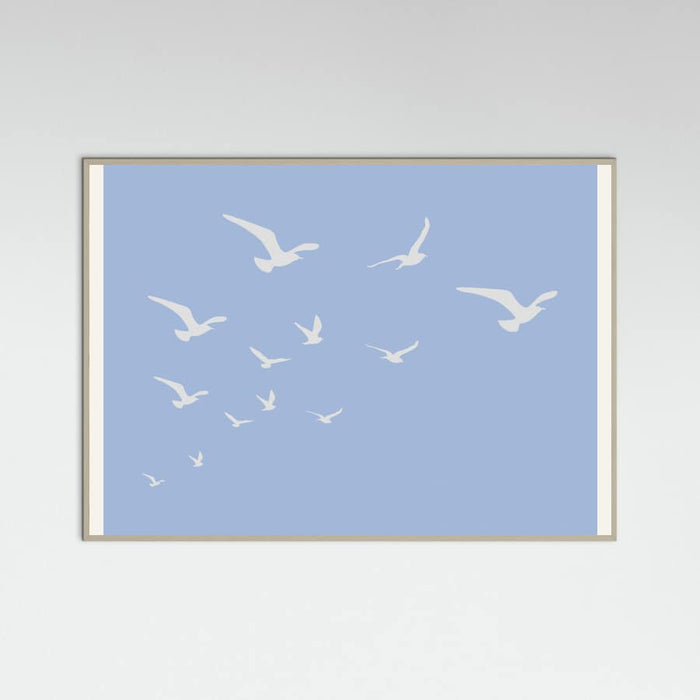 Seagulls Blue Background Poster – plakat og kunsttryk