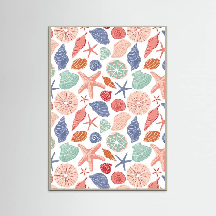 Seashells and Starfish - White Poster – poster and art print