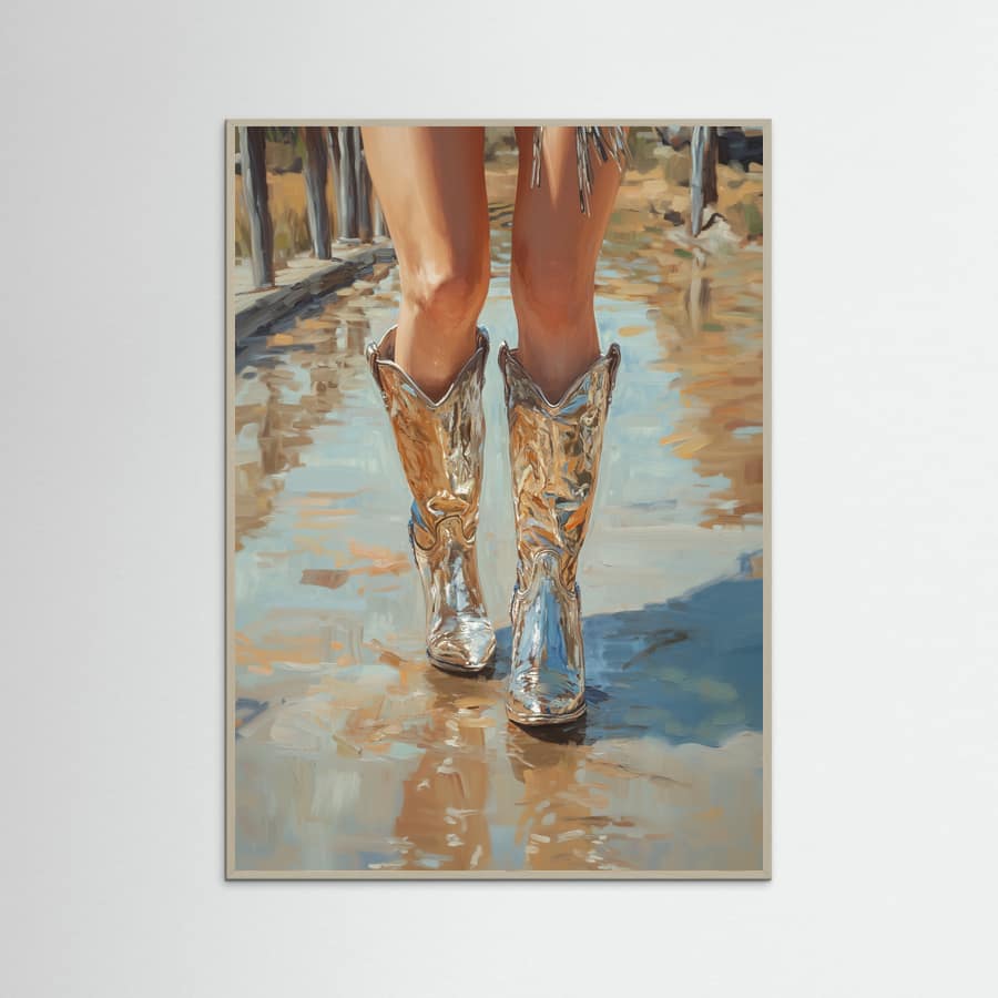 Grey Wood Silver Cowgirl Poster